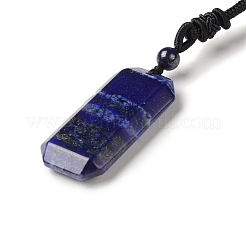 Ожерелье с прямоугольной подвеской из натурального лазурита с нейлоновым шнуром для женщин&nbsp;NJEW-C001-01B-01