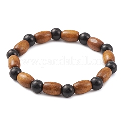 Эластичные браслеты из натурального дерева с бусинами&nbsp;BJEW-JB09621