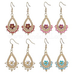 4 пара серег-капель из нержавеющей стали 201&nbsp;EJEW-MZ00643