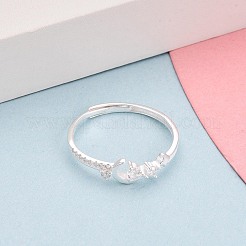 925 регулируемое кольцо из стерлингового серебра с микропаве из прозрачных кубических цирконий для женщин&nbsp;STER-N016-144S