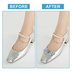 Стеклянные украшения для обуви со стразами и бантом&nbsp;AJEW-WH0323-24B