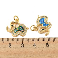 Подвески из латуни в виде слона с микропаве циркония и синтетическим опалом&nbsp;KK-K356-04G
