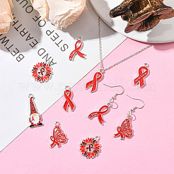 14 шт. 6 стиля «нет наркотикам» красная лента для осведомленности тематические эмалевые подвески из сплава&nbsp;ENAM-FS0003-47