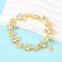 Браслеты-цепочки с микропаве из кубических цирконий из латуни для женщин&nbsp;BJEW-K248-05G-01