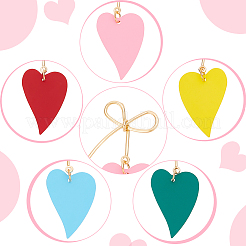 5 пара двухцветных сережек-гвоздиков с бантом и сердечком из сплава&nbsp;EJEW-AN0003-59