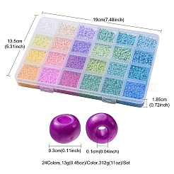 312 г 24 цвета 8/0 стеклянных бисера с краской для выпечки&nbsp;SEED-YW0002-14