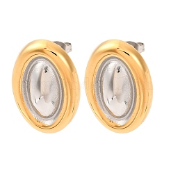 Двухцветные овальные серьги-гвоздики из нержавеющей стали 304 для женщин&nbsp;LS-EJEW-A136-01A-GP