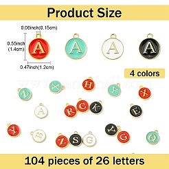 4 набор 4-х цветных эмалевых подвесок с заглавными буквами алфавита a~z&nbsp;ENAM-YW0004-53
