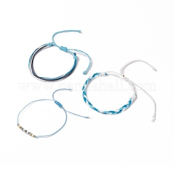 3шт 3 стильных пластиковых плетеных браслета из бисера&nbsp;BJEW-B065-10A