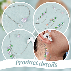 25 шт. 5-х стильная латунная цепочка и акриловое украшение для наушников&nbsp;HJEW-CO00001