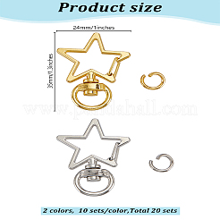 20 комплект двухцветных поворотных карабинов из цинкового сплава&nbsp;FIND-LP0002-77