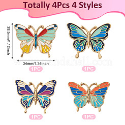 4 шт. 4-х цветные эмалевые булавки в форме бабочек&nbsp;JEWB-TA0001-21