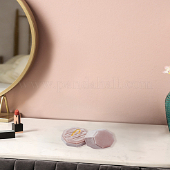 1 шт. 3-секционные восьмиугольные бархатные коробки для хранения колец&nbsp;CON-LP0001-89A