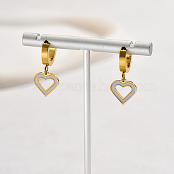 201 серьги-кольца в форме сердца из нержавеющей стали&nbsp;QS1082-1