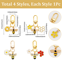 4 шт. подвеска из эмалевого сплава в виде пчел&nbsp;HJEW-SC00168