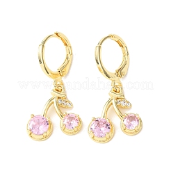 Серьги-подвески из вишневой латуни с микропаве из кубического циркония.&nbsp;EJEW-K324-01G