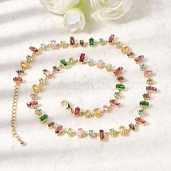 Латунные геометрические звенья цепи с разноцветными кубическими циркониями&nbsp;NJEW-C111-03D