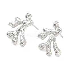 Серьги-гвоздики из коралловой латуни&nbsp;EJEW-G452-09P