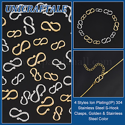 40 шт. 4 стиля ионного покрытия (IP) 304 нержавеющая сталь S-образные застежки&nbsp;STAS-UN0061-24