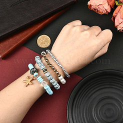 1 комплект браслетов из синтетического лунного камня и жемчуга&nbsp;BJEW-SP0001-10