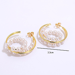 Элегантные модные латунные серьги-гвоздики с имитацией жемчуга в форме спирали&nbsp;SE3359