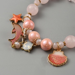 2шт 2 стильных браслета из стеклянных бусин&nbsp;BJEW-WH0016-21A