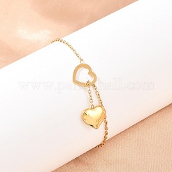 Браслеты с подвесками и сердечками из нержавеющей стали 304 для женщин&nbsp;BJEW-A146-02G