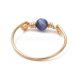 2 шт. экологически чистые медные кольца из натурального агата и содалита&nbsp;RJEW-JR00885