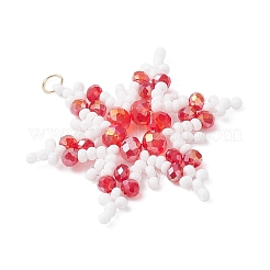 Подвески-снежинки из стеклянных бусин&nbsp;PALLOY-MZ00890-03