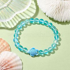 Эластичные браслеты из синтетического лунного камня толщиной 8 мм&nbsp;BJEW-JB10308-05