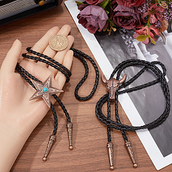 2 шт. 2 стиля регулируемый винтажный галстук-боло из искусственной кожи&nbsp;NJEW-GF0001-13R