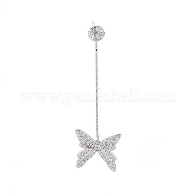 Асимметричные серьги-гвоздики из латуни с микропаве из прозрачного кубического циркония KK-S356-775-1