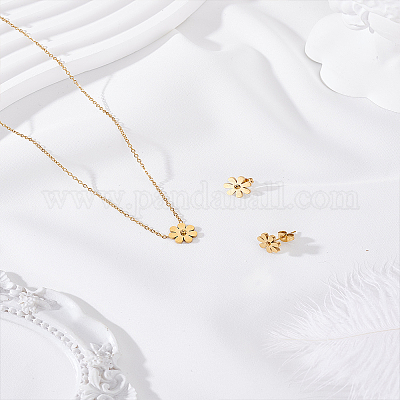 Комплекты из ожерелий и серег-гвоздиков из хирургической нержавеющей стали 316L&nbsp;SJEW-LP0001-39-1