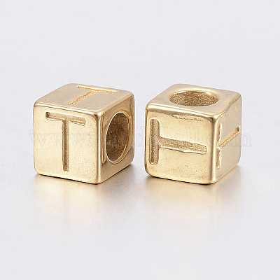 Европейские бусины с большими отверстиями из нержавеющей стали 304&nbsp;LS-STAS-H428-01G-T-1