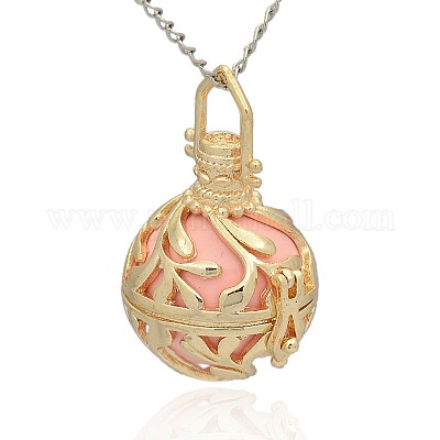 Золотой тон латунь полые круглые подвески&nbsp;LS-KK-J236-08G-1