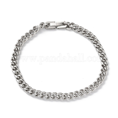Браслеты из кубинской цепочки из нержавеющей стали 304 для мужчин BJEW-Z081-01P-01-1