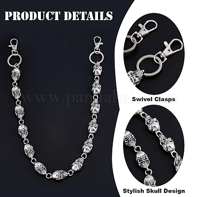 Цепные ремни из цинкового сплава с черепом&nbsp;AJEW-WH0070-24AS-1