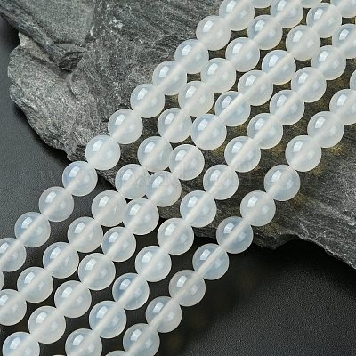 Натуральный белый агат бисер круглый пряди&nbsp;G-N0151-10-10mm-1