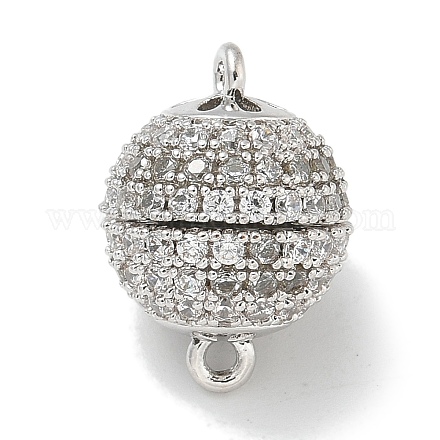 Стойка покрытие круглая латунь микропаве прозрачный кубический цирконий магнитные застежки KK-L224-068P-1