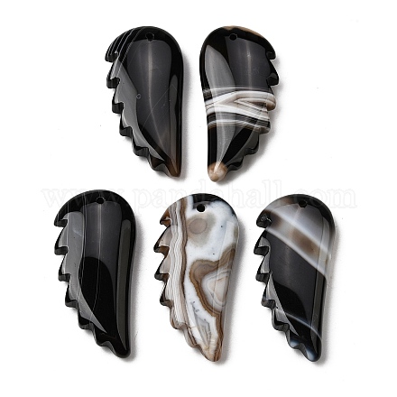 Подвески из натурального черного полосатого агата (окрашенного и подвергнутого термической обработке).&nbsp;G-F820-01G-1