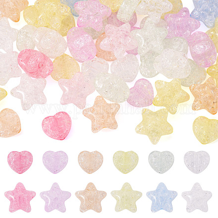 50 шт. 2 вида прозрачных акриловых бусин с эффектом кракле OACR-TA0003-89-1