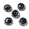 Handmade Porcelain Beads, Sunflower, Black, 17~18x6.5mm, Hole: 2mm