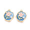 Rack Plating Alloy Enamel and ABS Imitation Pearl Pendants, Nuggets with Flower Charms, Cadmium Free & Nickel Free & Lead Free, Golden, Cornflower Blue, 25x20x4.5mm, Hole: 1.8mm