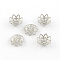 Tarnish Resistant 8-Petal Flower 304 Stainless Steel Fancy Bead Caps, Stainless Steel Color, 10x4mm, Hole: 1mm