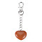 Natural Red Aventurine Keychain, with Brass Lobster Claw Clasps and Iron Chains, Heart, Platinum, 80~86mm