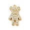 Rack Plating Brass Micro Pave Cubic Zirconia Pendants, Cadmium Free & Lead Free, Long-Lasting Plated, Bear Charm, Real 18K Gold Plated, 16x9.5x3mm, Hole: 1.2mm