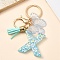 Resin & Acrylic & Faux Suede Tassel Keychain,  with Alloy Clasp and Iron Rings, Letter X, 9.6cm