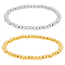 4Pcs 2 Colors 201 Stainless Steel Round Beaded Stretch Bracelets Set for Men Women, Real Gold Plated & Stainless Steel Color, Inner Diameter: 2 inch(5.2cm), 2Pcs/color