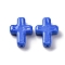 Handmade Lampwork Beads, Cross, Blue, 26x19.5x7.5mm, Hole: 1.6mm