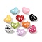 Spray Painted Opaque Acrylic Beads, Heart, Mixed Color, 15x18.5x12mm, Hole: 2mm, about 252pcs/500g